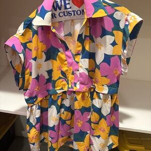 Entro Vibrant Floral Blouse - Pink, Yellow, Blue